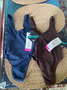 Women Thong Bodysuit  in Navy and Chocolate - Size Large